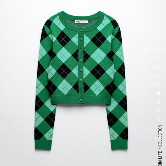 Zara Sweaters - NWT Zara Argyle Tartan Plaid Knit Cardigan